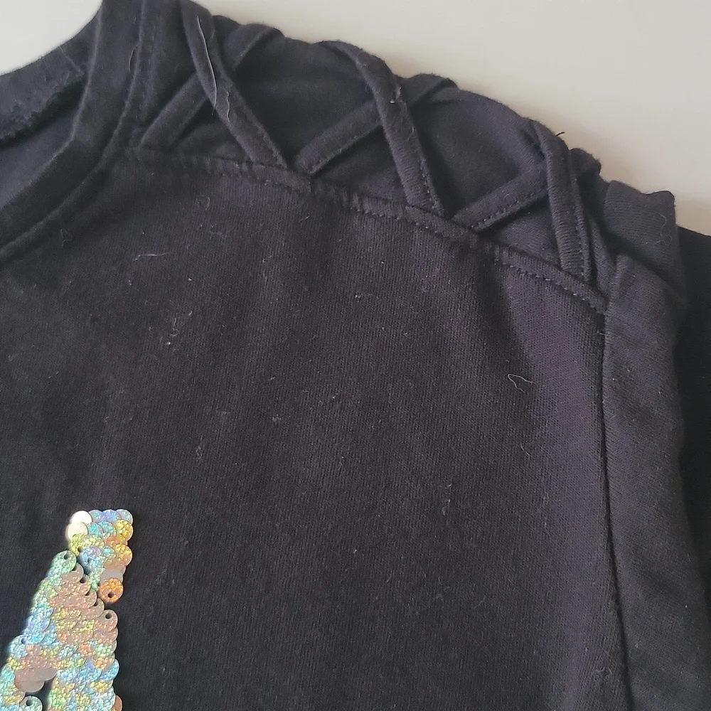 Justice Girls Donut Graphic Tee Black Long Sleeve Size 10